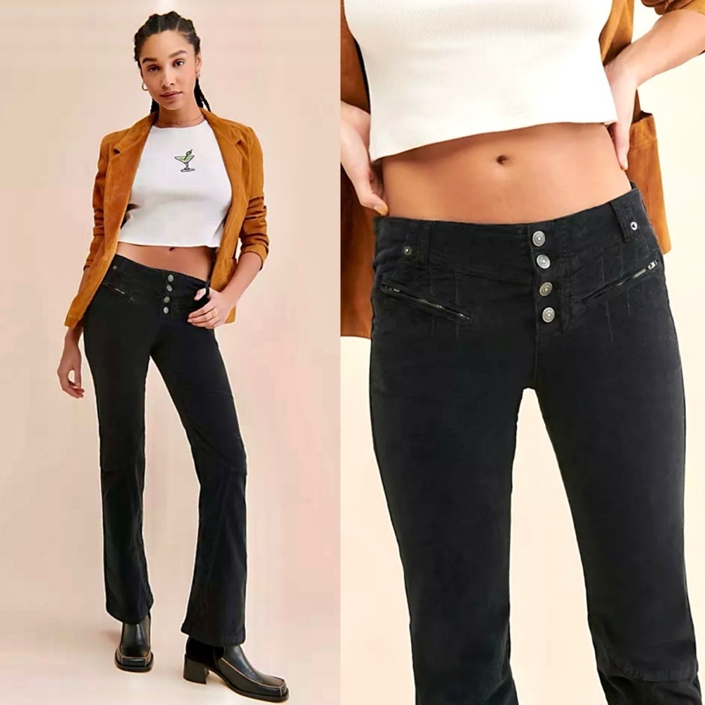 Free People Hit Back Black Flare Pants